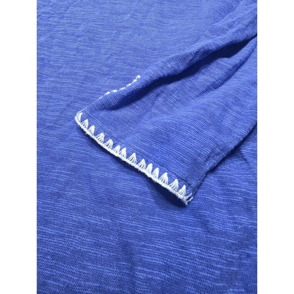 TALBOTS Women's Blue White Trim Cotton Linen Tunic Casual everyday Resort XL - Picture 2 of 5